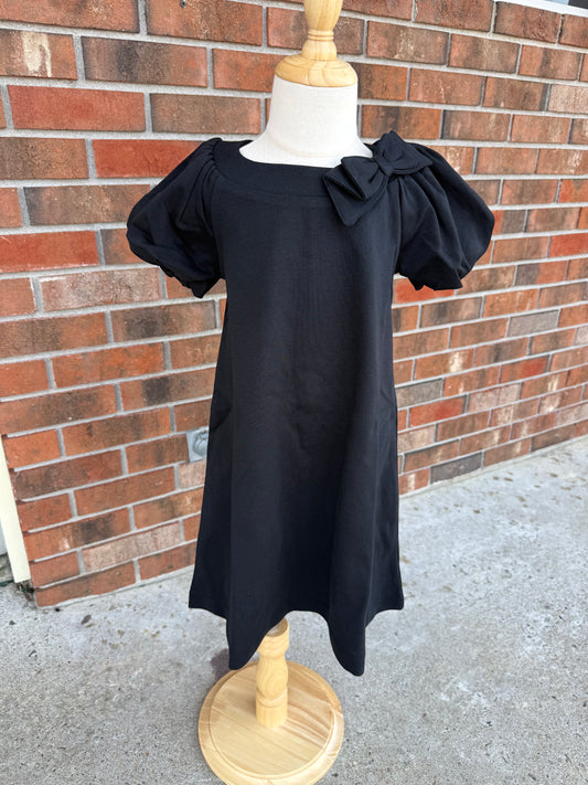 Hope & Henry Bubble Sleeve Black Dress