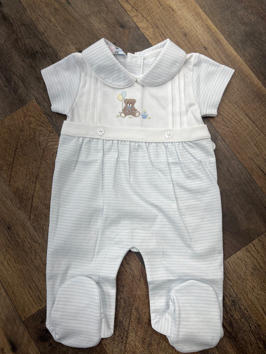 Baby Loren Blue Birthday Bear Footie
