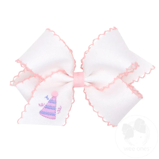 Party Hat Embroidered Moonstitch Bow