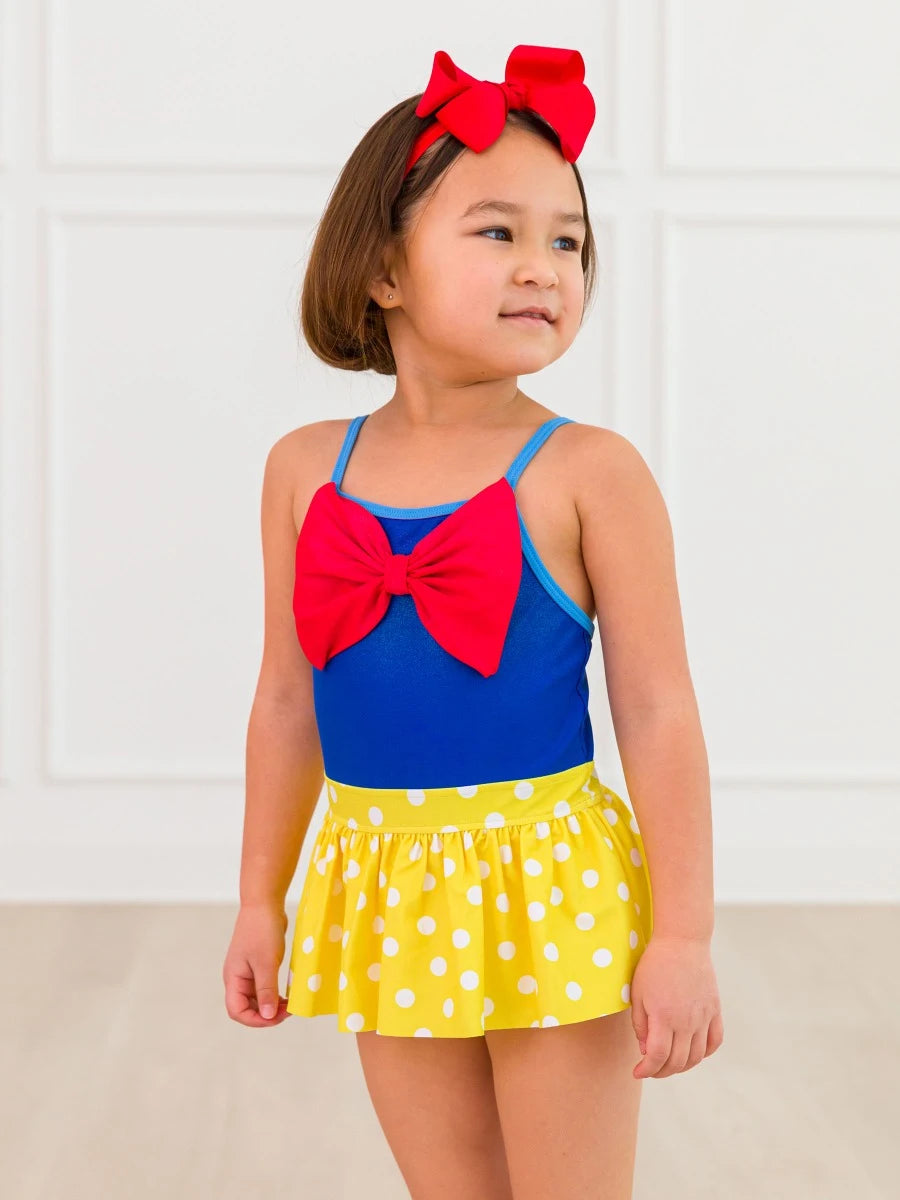 Ruffle Butts Apple Princess Big Bow Skirted One Piece Swim