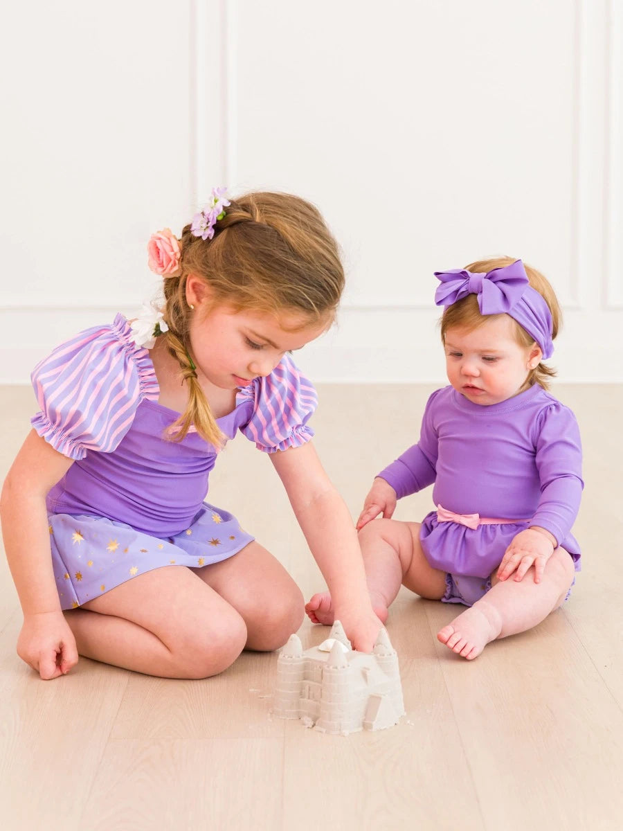 Ruffle Butts Tower Princess Long Sleeve Swim