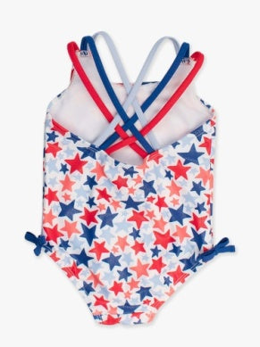 Ruffle Butts Shimmer Star-Spangled Cross-Back One Piece Swim