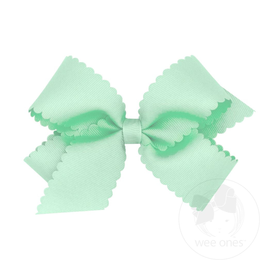 Wee Ones Pastel Green Scallop Bow Medium