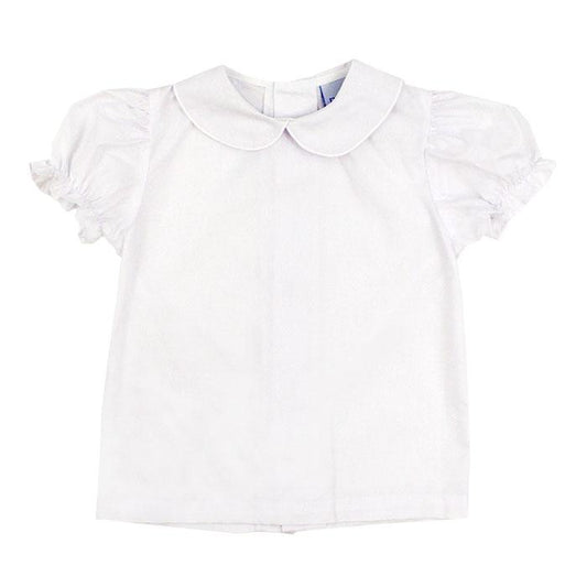 White Button Back - Girls Short Sleeve Blouse