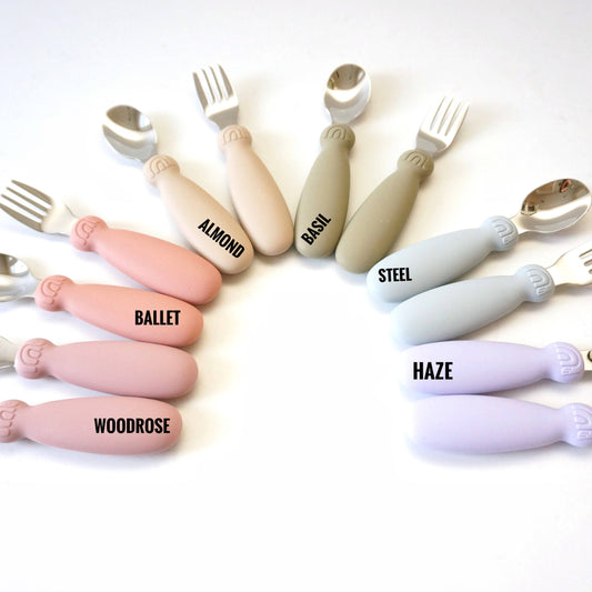 Stainless steel and silicone silverware