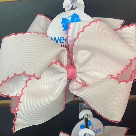 White Moonstitch with hot Pink Trim